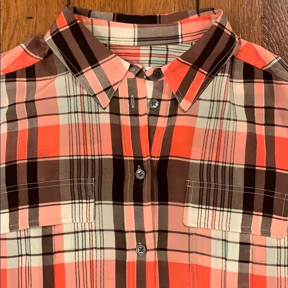 Equipment | Pink, Brown, & White Plaid Shirt Dress - Picture 3 of 6